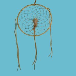 Handcrafted Dreamcatcher Feather Deer Hide Leather Hanging 10 in Dream Catcher